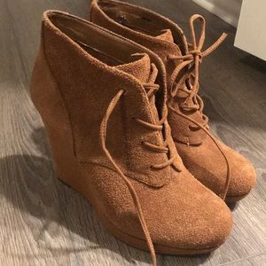 Brown Wedged Booties